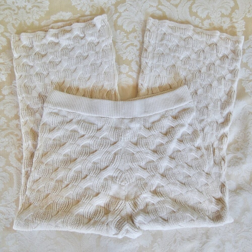 Rachel Comey Cream Cable Knit Wide Leg Palazzo Pants L - Picture 6 of 9